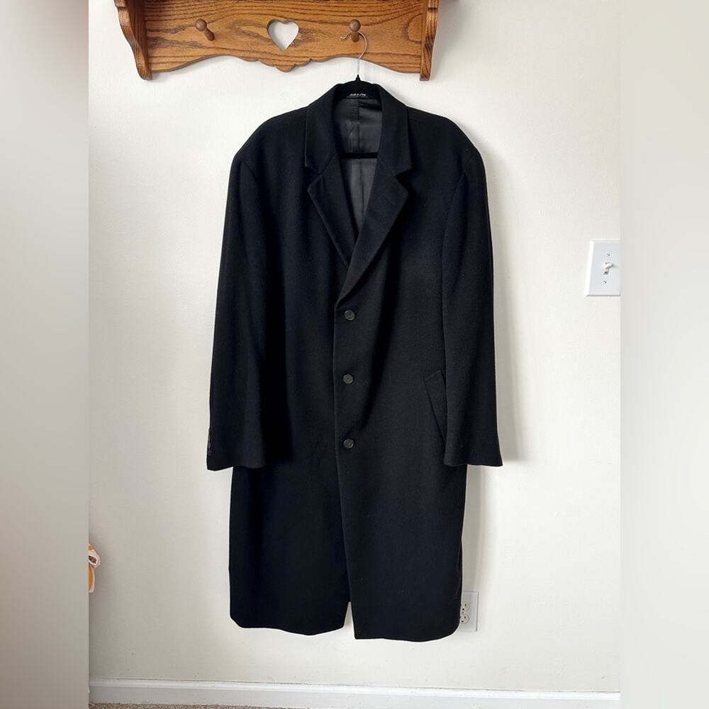 Saks Fifth Avenue Cashmere Classic Black Pea Coat Size 44 XL
